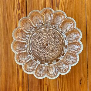 Vintage Indiana Clear Glass Hobnail Deviled Egg Plate/Platter